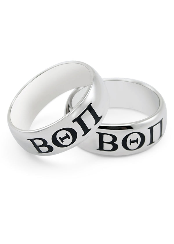 Wide Band with Black Enamel