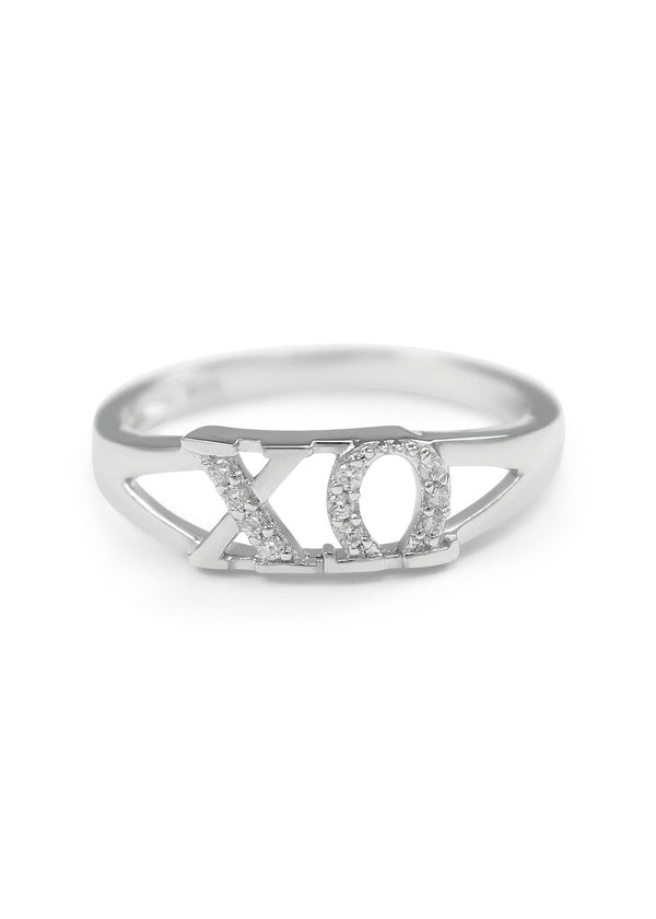 Sterling Silver Letter Ring with Diamonds
