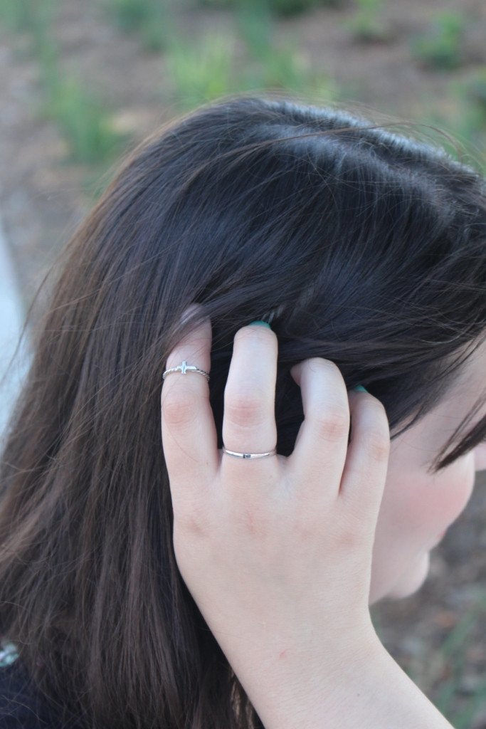 Sideways Cross Ring With Twisted Ringband Unique Rings Midi Rings Religious Rings