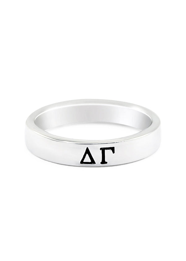 Skinny Band Ring with Black Enamel