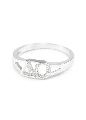 Ring - Delta Omicron Sterling Silver Ring With Simulated Diamonds