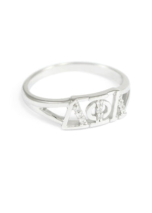 Ring - Delta Phi Lambda Sterling Silver Ring With Simulated Diamonds