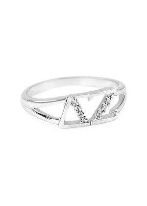 Ring - Delta Zeta Sterling Silver Ring With Simulated Diamonds
