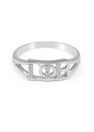 Ring - Gamma Phi Beta Sterling Silver Ring With Simulated Diamonds