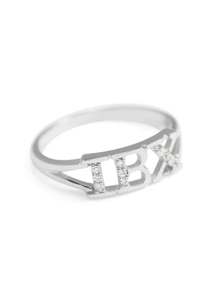 Ring - Iota Beta Chi Sterling Silver Ring With Simulated Diamonds