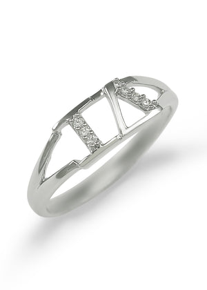 Ring - Iota Delta Sterling Silver Ring With CZs