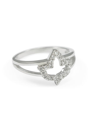 Ring - Ivy Leaf Ring With Simulated Diamonds