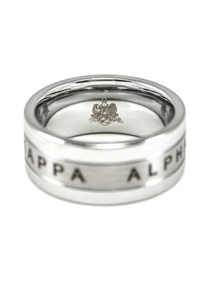 Ring - Kappa Alpha Tungsten Ring With 1865 And Fraternity Crest