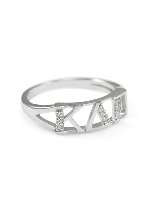 Ring - Kappa Delta Pi Sterling Silver Ring With Simulated Diamonds