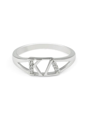Ring - Kappa Delta Sterling Silver Ring With Simulated Diamonds