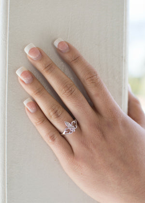 Ring - Kappa Kappa Gamma Fleur-de-Lis Sterling Silver Ring With CZ Diamonds