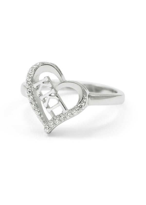 Heart Letter Ring with Diamonds