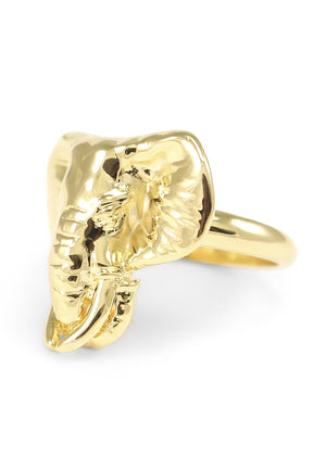 Ring - Mama Elephant Ring- Solid Brass 14k Gold Plated