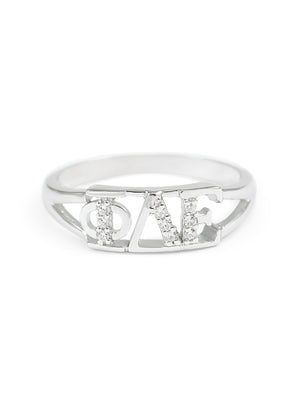 Ring - Phi Delta Epsilon Sterling Silver Ring With Simulated Diamonds