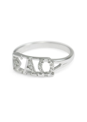 Ring - Sigma Alpha Omega Sterling Silver Ring With Simulated Diamonds