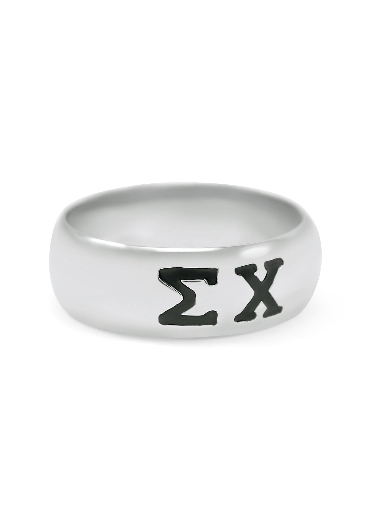 ring sigma chi sterling silver wide band ring
