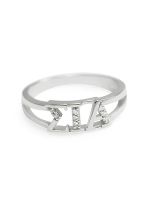 Ring - Sigma Iota Alpha Sterling Silver Ring With Simulated Diamonds