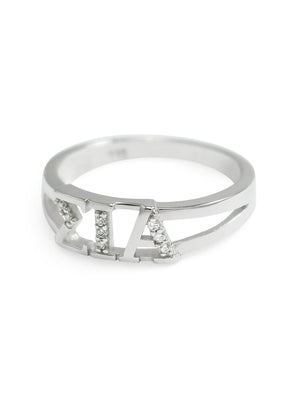 Ring - Sigma Iota Alpha Sterling Silver Ring With Simulated Diamonds