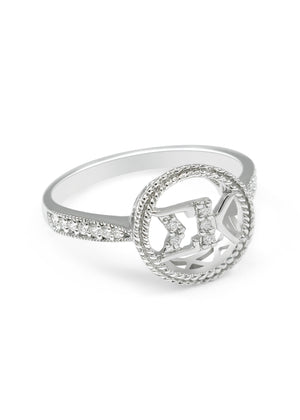 Ring - Sigma Kappa Sterling Silver Circular Ring With Simulated Diamonds
