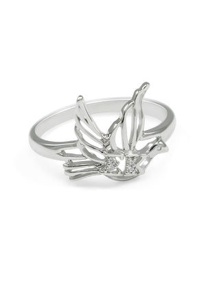 Ring - Sigma Kappa Sterling Silver Dove Ring With CZs