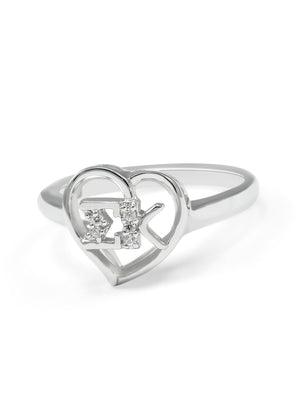 Ring - Sigma Kappa Sterling Silver Heart Ring Simulated Diamonds