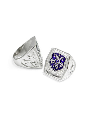 Ring - Sigma Lambda Beta Sterling Silver Crest Ring With Purple Enamel