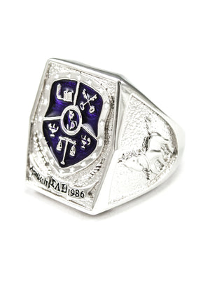 Ring - Sigma Lambda Beta Sterling Silver Crest Ring With Purple Enamel