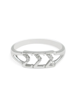 Ring - Sigma Sigma Sigma Sterling Silver Ring With Simulated Diamonds