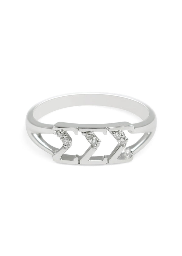Sterling Silver Sigma Sigma Sigma Ring - The Collegiate Standard