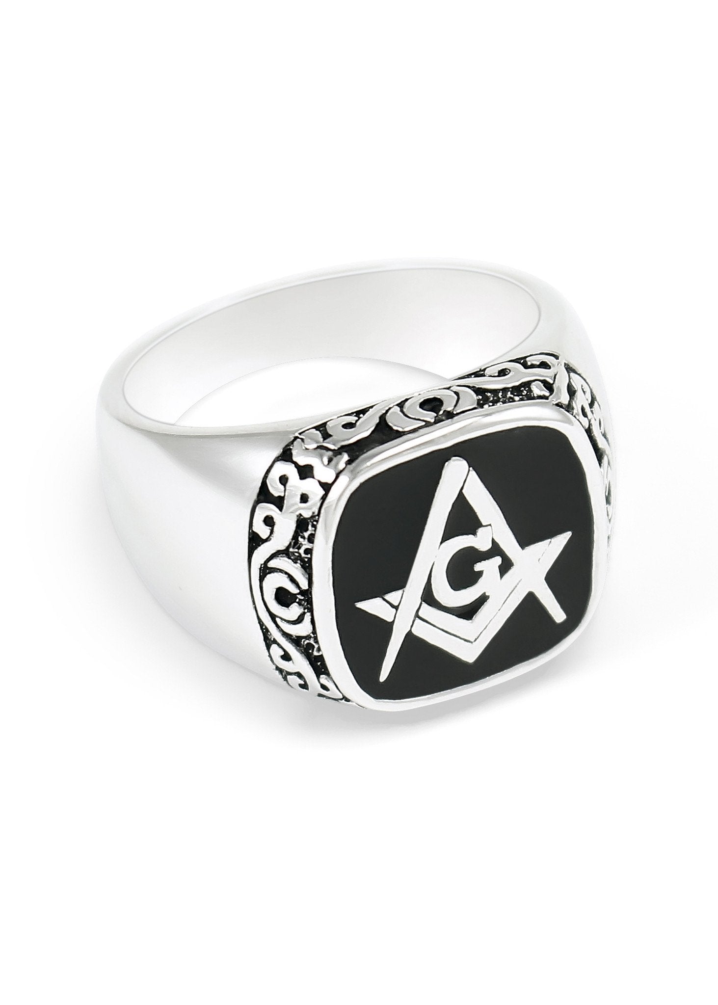 Solid Gold Square And Compass Masonic Men's Ring | Takar Jewelry