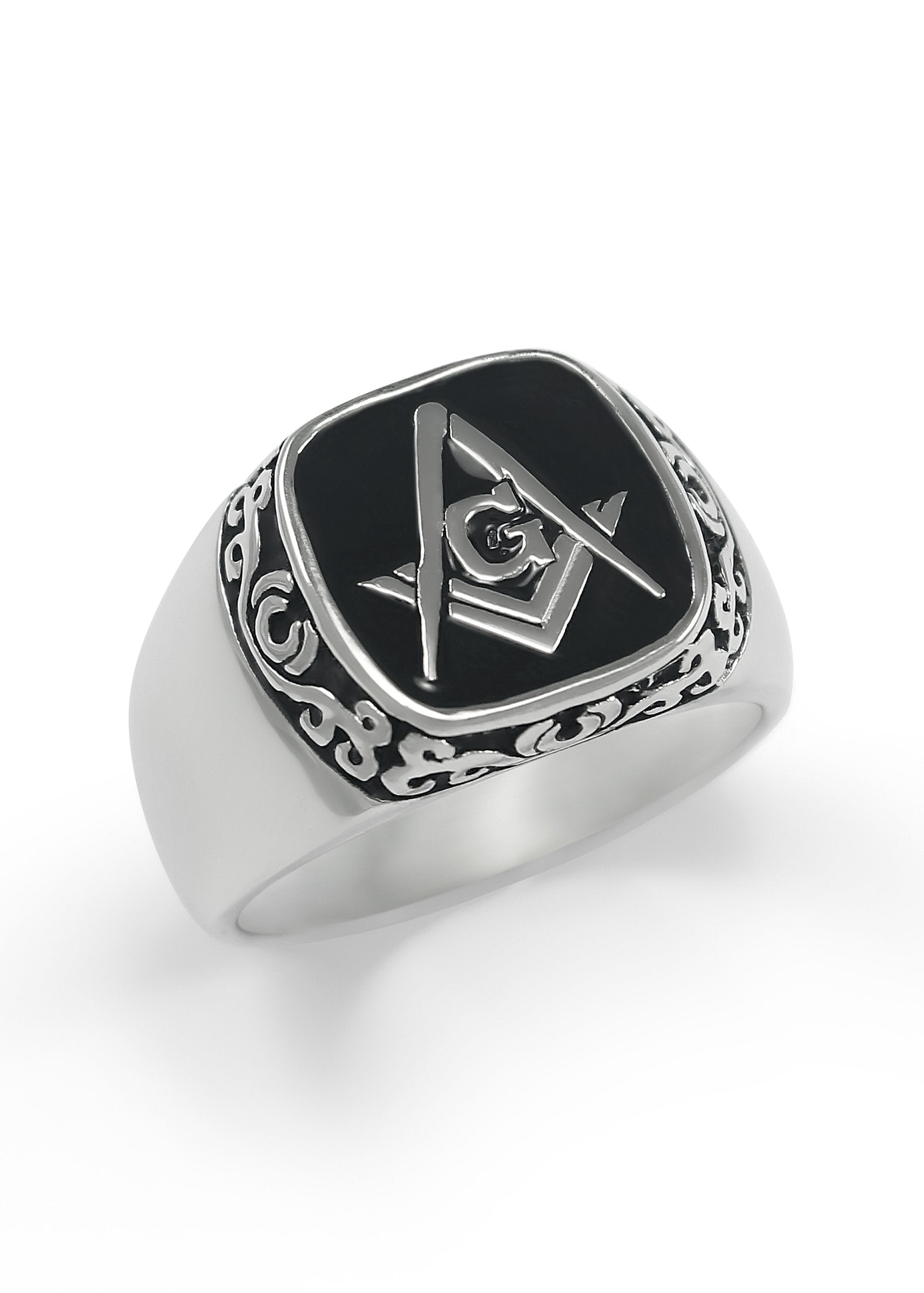 Small Silver Pierced Design Square and Compass Masonic Ring Small Silver Pierced Design Square and Compass Masonic Ring
