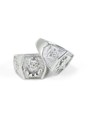 Ring - Sterling Silver Tau Kappa Epsilon Badge Ring With LLT Triangles