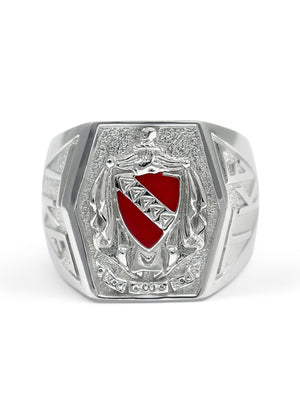 Ring - Tau Kappa Epsilon Sterling Silver Crest Ring With Red Enamel