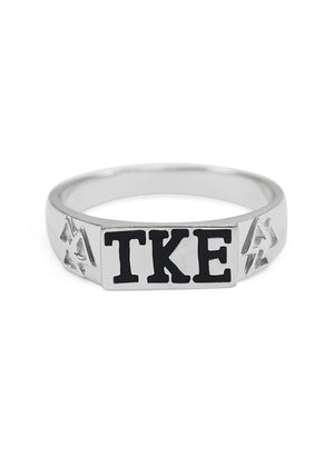 Ring - Tau Kappa Epsilon Sterling Silver Flat Top Ring (Black)