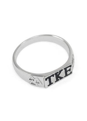 Ring - Tau Kappa Epsilon Sterling Silver Flat Top Ring (Black)