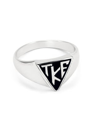 Ring - Tau Kappa Epsilon Sterling Silver House Plate Ring (Black)