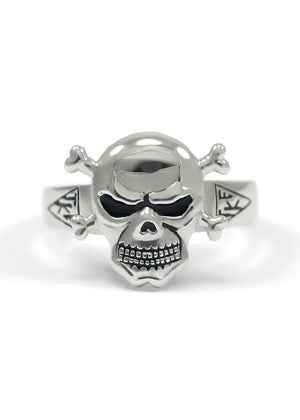 Ring - Tau Kappa Epsilon Sterling Silver Skull Ring With TKE House Plates