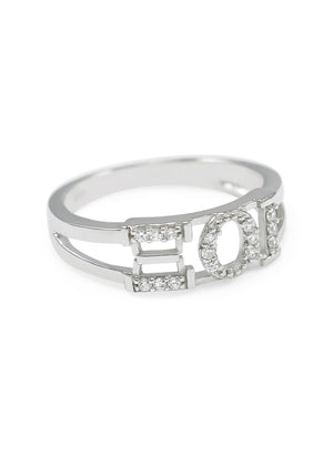 Ring - Xi Omicron Iota Sterling Silver Ring With Simulated Diamonds