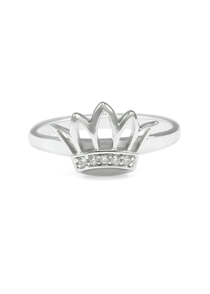 Ring - Zeta Tau Alpha Sterling Silver Crown Ring With Synthetic Diamonds
