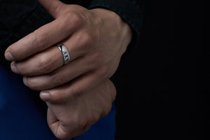 Rings - Alpha Kappa Psi (Mens) Sterling Silver Ring With Black Enamel