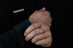 Rings - Alpha Kappa Psi (Mens) Sterling Silver Ring With Black Enamel