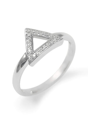 Rings - Delta Triangle Sterling Silver Ring With CZs